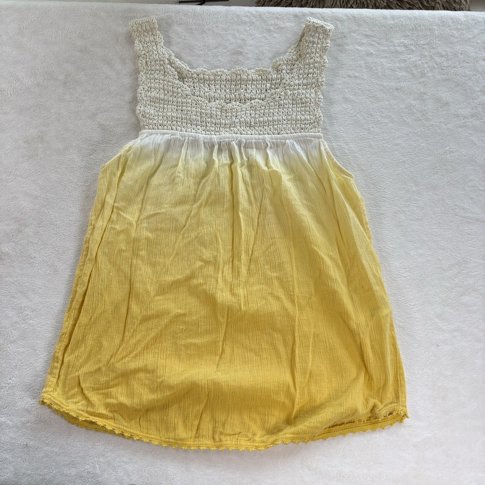 Lucky Brand Yello Ombre 100% Cotton Crochet Boho Tank Top Size Small/Petite